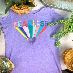 Cat and Jack “Fearless” Purple Graphic Colorblock T Shirt Girls 6